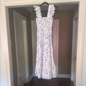 Hill House White and Blue Floral Dress